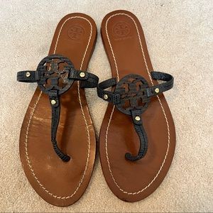 Tory Burch Mini Miller Sandals navy blue size 9